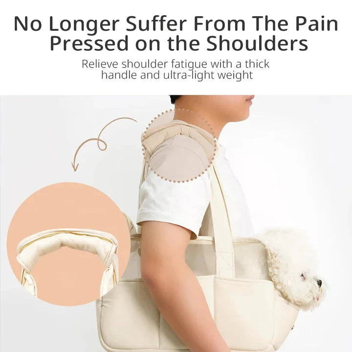 Beige Pet Travel Backpack for Small Dogs with Breathable Cotton Design