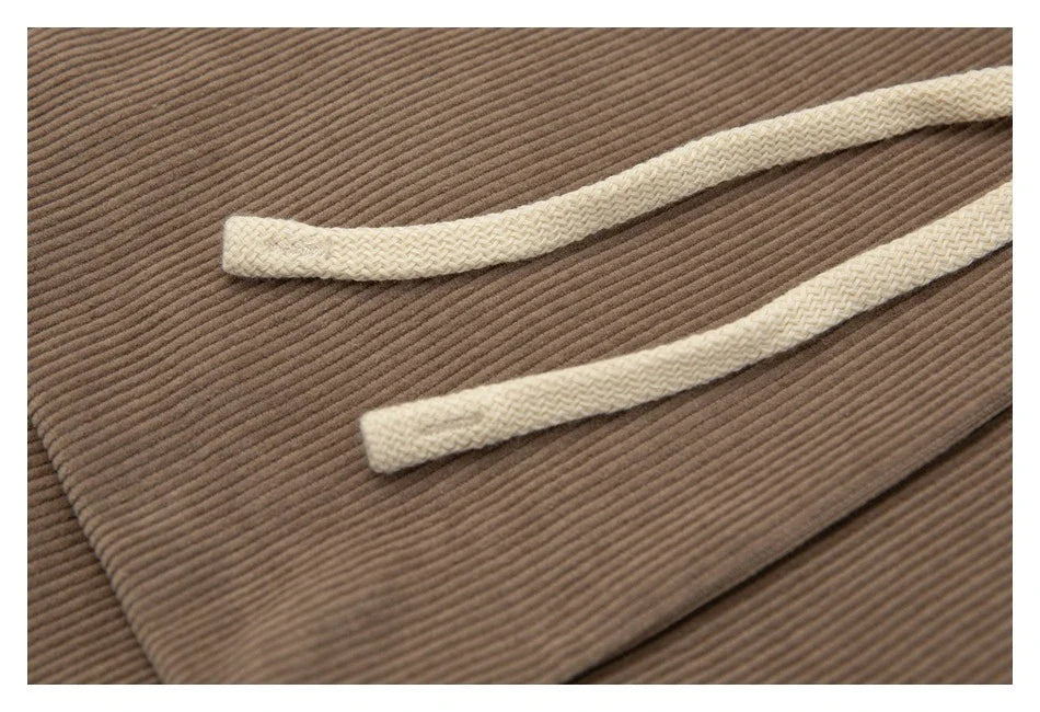 Retro corduroy straight-leg casual trousers for men in khaki and navy blue colours