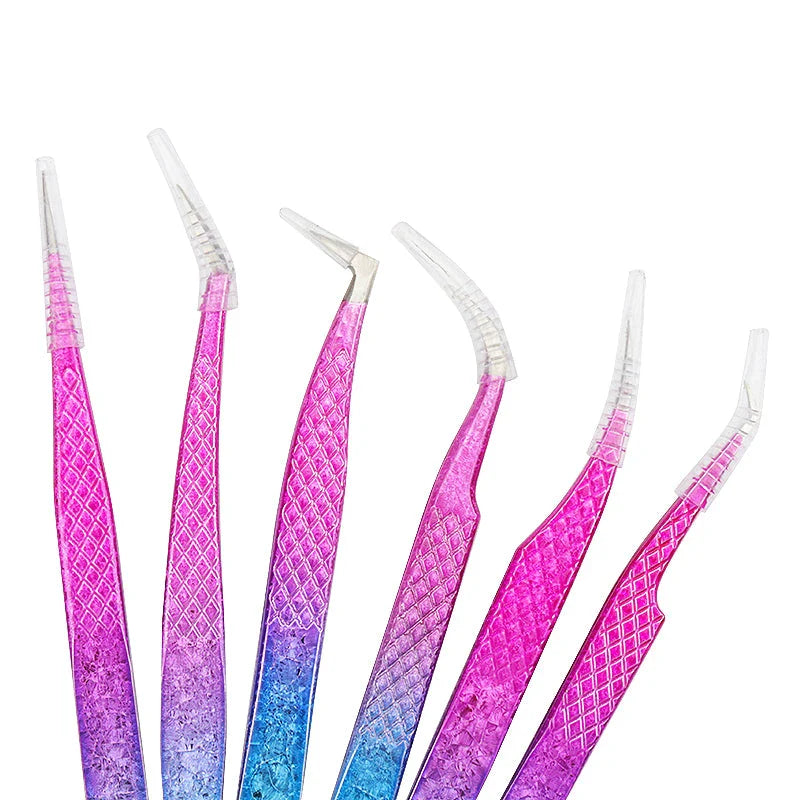 Precision Eyelash Tweezers with Elegant Ice Flower Design - Superhard Stainless Steel, Anti-static, Ergonomic Grip