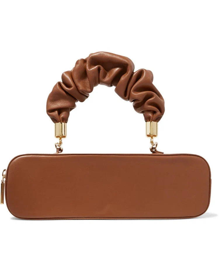 Sophisticated long shoulder diagonal bag with a sleek horizontal square design, made of durable synthetic leather and featuring a single shoulder strap for hands-free convenience.