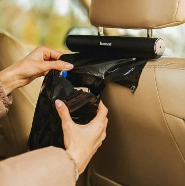 Owleys Suspendable Garbage Bag Dispenser - Compact and convenient car accessory for tidy travellers
