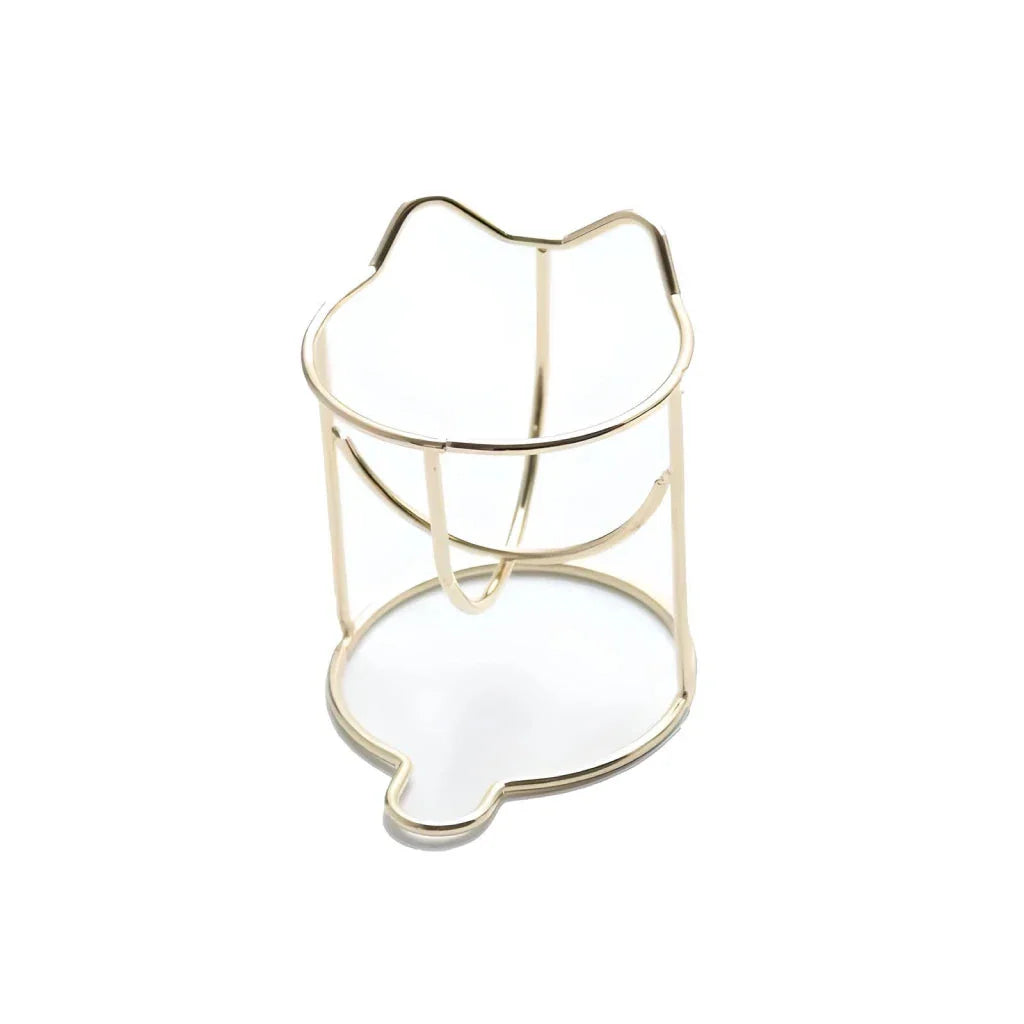 Elegant stainless steel makeup sponge drying rack in gold and rose gold finishes, designed to keep your beauty tools organised and fresh.