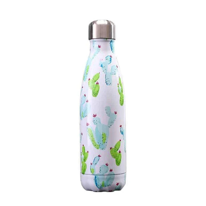Premium stainless steel water bottle with double-walled vacuum insulation, available in pink colour and 500ml capacity