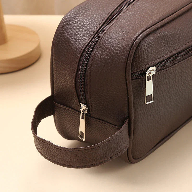 Trendha Men's Waterproof Toiletries Bag with sophisticated lychee pattern and ample storage capacity
