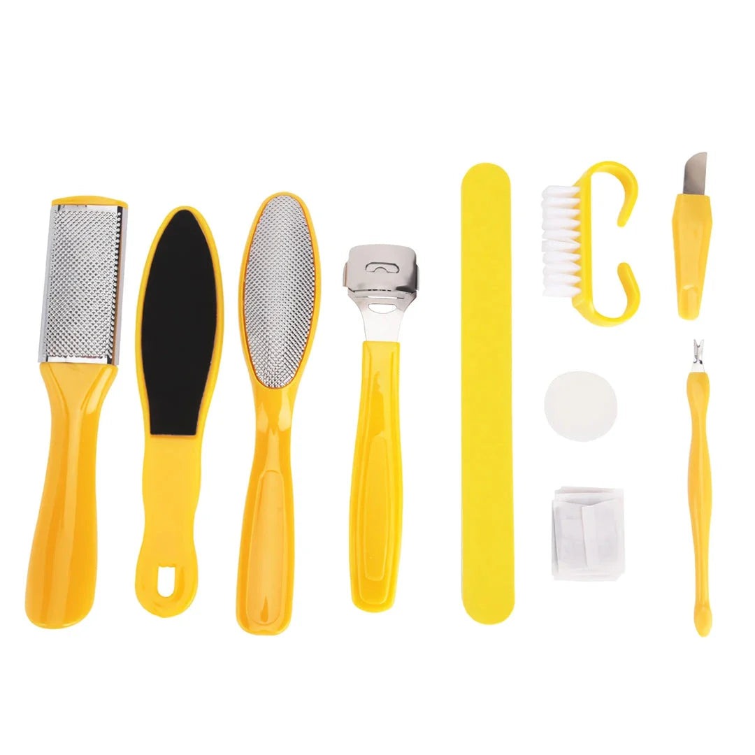 Premium 10-Piece Pedicure Set with stainless steel and ABS construction for complete foot care