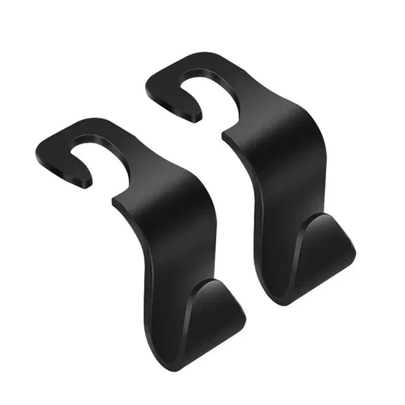 Premium 4-pack car seat headrest hooks in black, designed to organise and declutter UK drivers' vehicles