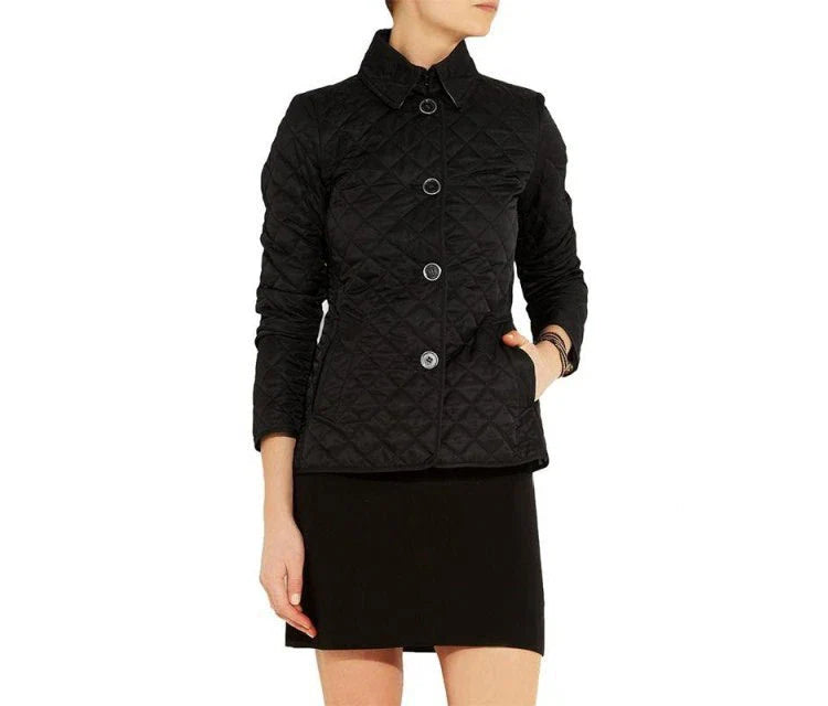 Stylish lapel single-breasted slim-fit warming jacket in black and beige colours, available in a range of sizes