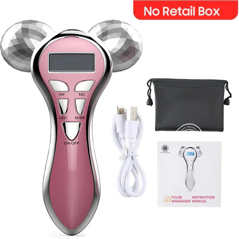 Premium 4D microcurrent facial roller for skin tightening, wrinkle reduction, and rejuvenation