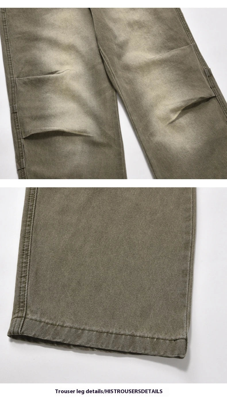 Stylish retro-inspired casual trousers with a distressed finish, available in a range of classic colours and sizes to suit the modern British consumer.
