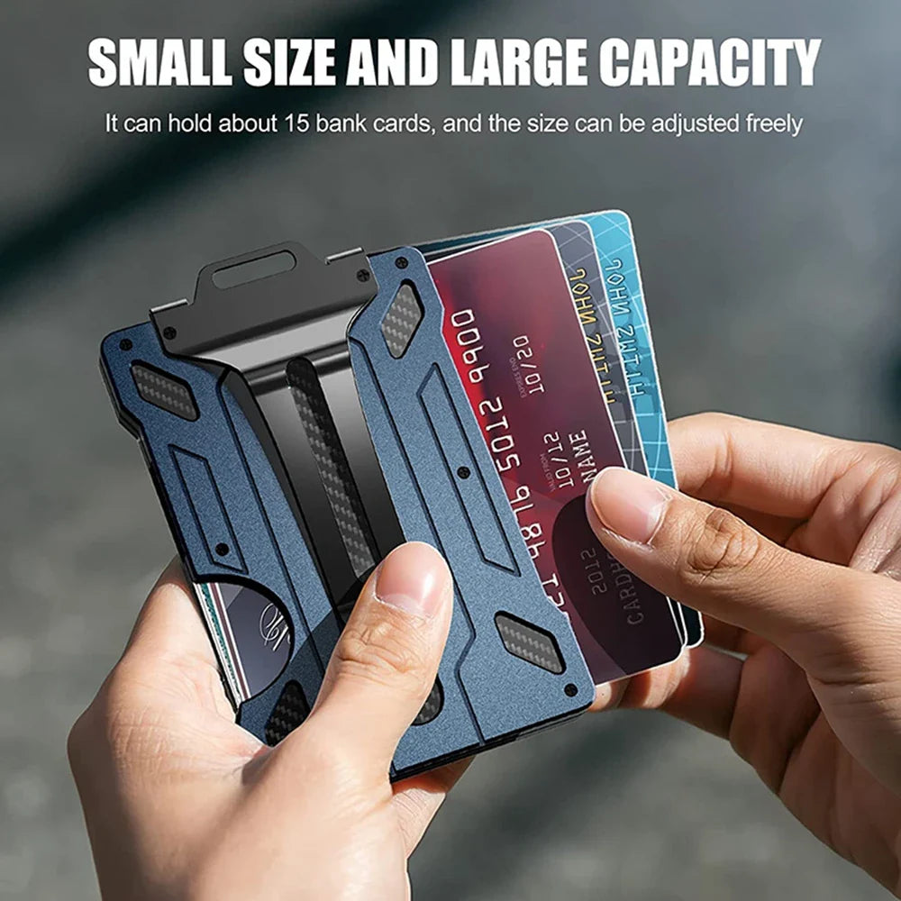 Aluminium alloy card wallet with secure card slots and compact, premium design