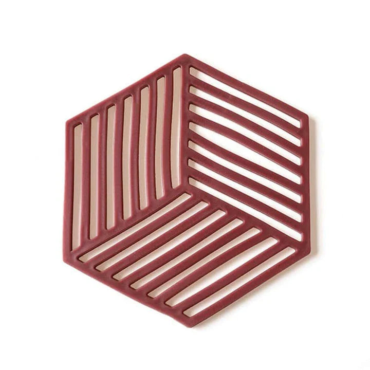 Geometric pattern cup coasters in a minimalist British design, made from durable rubber to protect surfaces