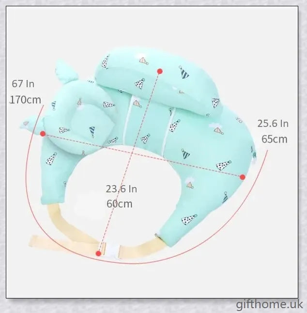 Premium breastfeeding nursing pillow with adjustable buckle, soft cotton fabric, and extra cushioning to support baby's head and prevent reflux.