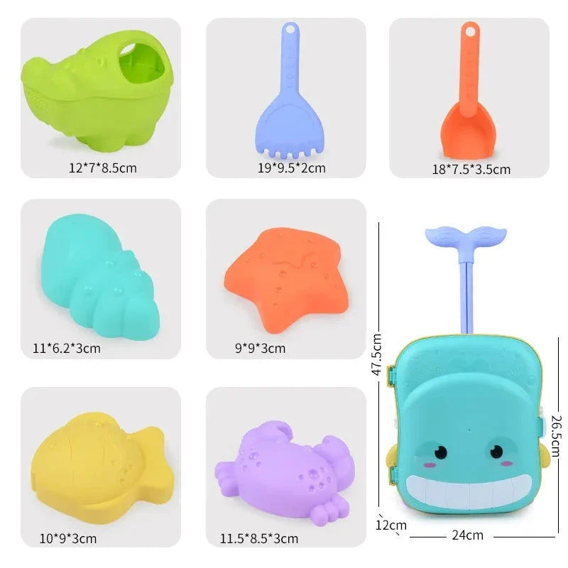 Children playing with sand and water toys from the Kids' Summer Beach Sand Play Set