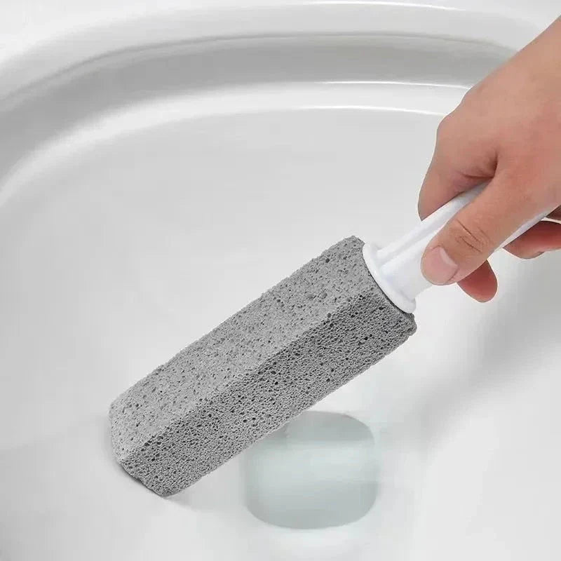 Eco-friendly pumice stone toilet cleaning brush with sturdy ergonomic handle for effective, chemical-free bathroom cleaning