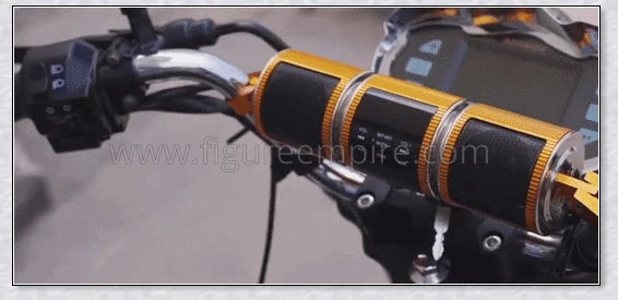 Powerful waterproof Bluetooth motorcycle speaker with resilient metal construction and adjustable handlebar mount