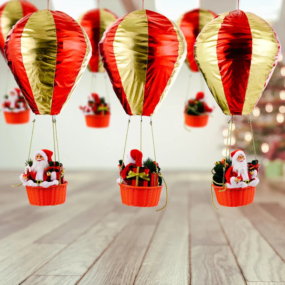 Premium handcrafted hot air balloon Christmas ceiling decoration with Santa Claus design