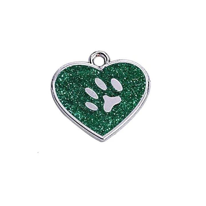 Elegant glittering cat identification tag made of metal with sparkling sequins for a stylish and safe accessory