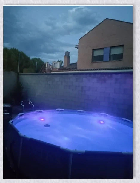 Submersible colour-changing LED pool lights with magnetic and suction cup mounting for easy installation