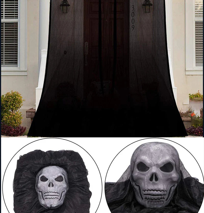 Voice-activated Halloween decoration with ghost-shaped design, lighting, and sound effects