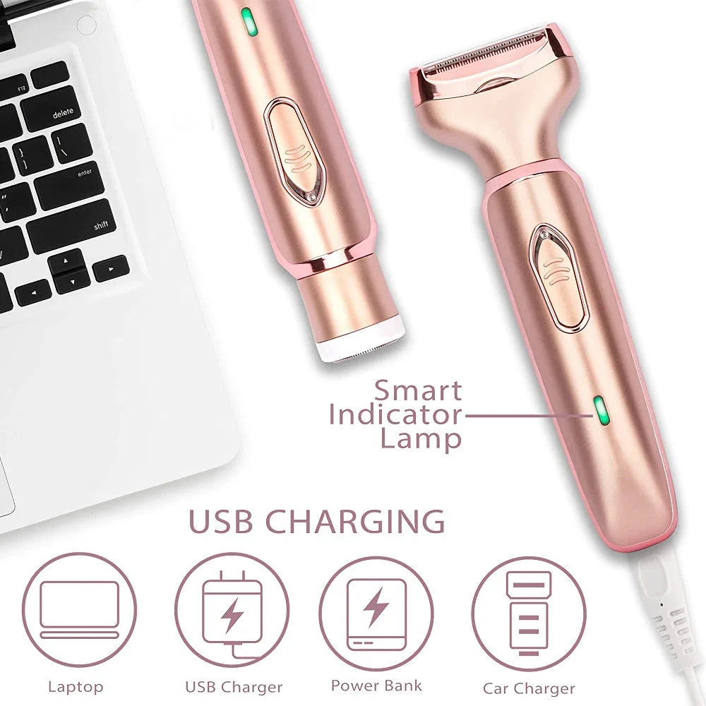 Professional 2-in-1 Electric Epilator and Razor for Women with Hypoallergenic Blades and Wet/Dry Versatility