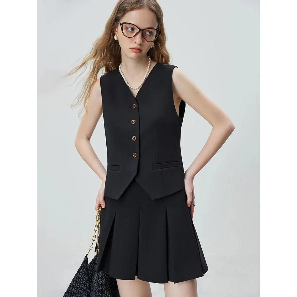Elegant autumn casual suit set for contemporary women in chocolate brown color