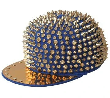 Punk-inspired street hat with pointed metal rivets in various colour combinations, featuring an adjustable and breathable design for versatile wear