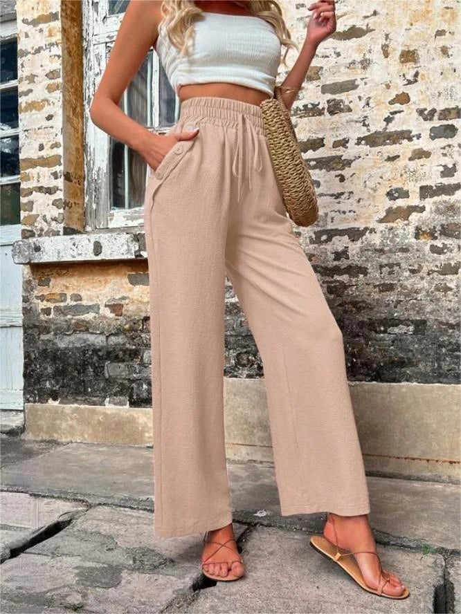 Stylish casual trousers with pockets and elastic waistband for British women