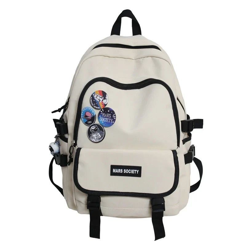 Stylish college and school backpack with ample storage capacity, durable nylon construction, and modern design features