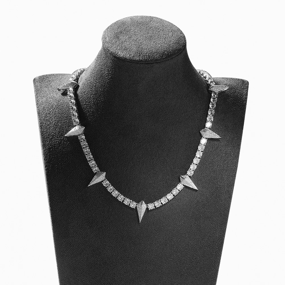 Premium men's copper necklace with zircon stones in a geometric design, available in various lengths and colours