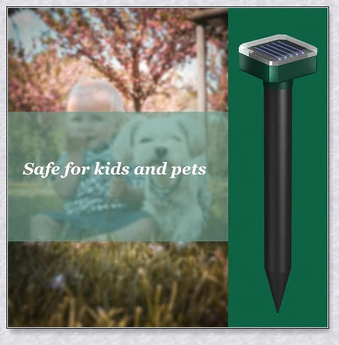 Premium solar-powered snake repellent device with ultrasonic waves for effective pest deterrence in UK gardens