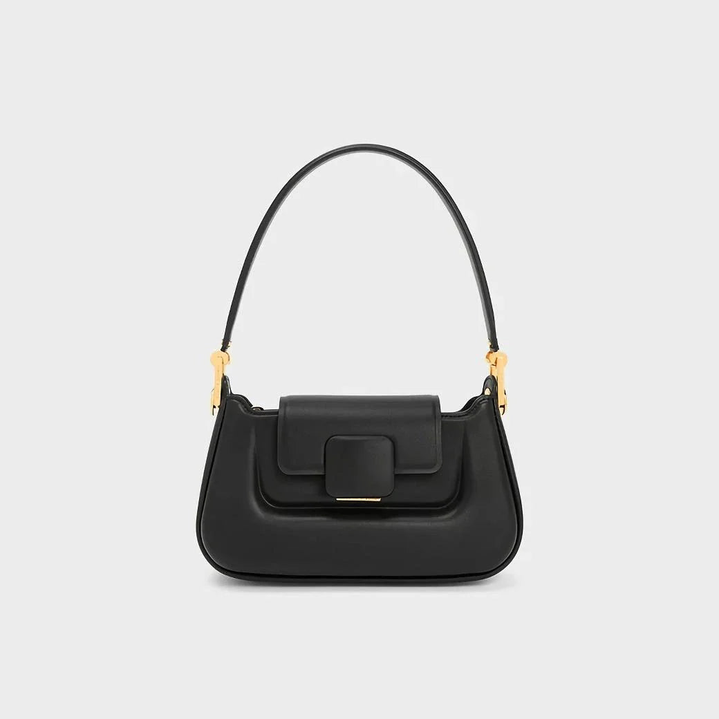 Sophisticated silk-lined TPU crossbody baguette bag in green, black, and navy colours