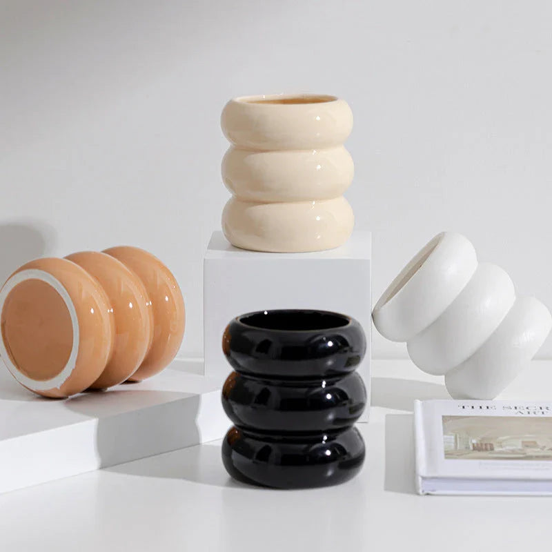 GiftHome UK Elegant Nordic Ceramic Candlestick Holder for Cosy Ambience
