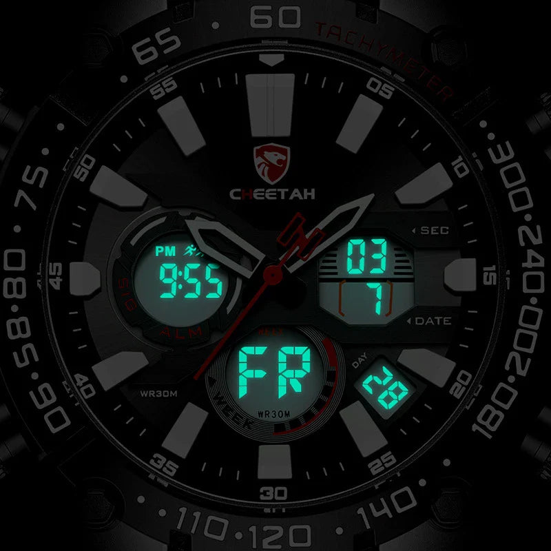 Multifunctional men's waterproof quartz watch with stainless steel case and silicone strap in rose gold black colour
