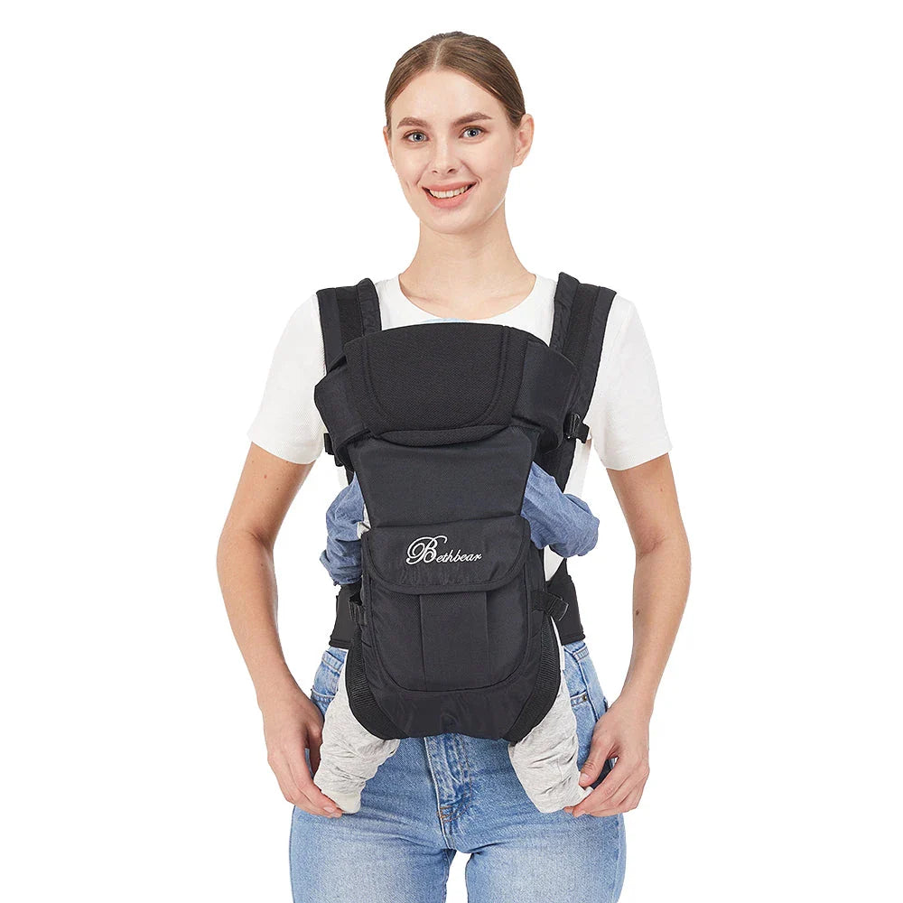 Premium baby carrier backpack with four carrying positions, adjustable straps, and ergonomic support for hands-free parenting