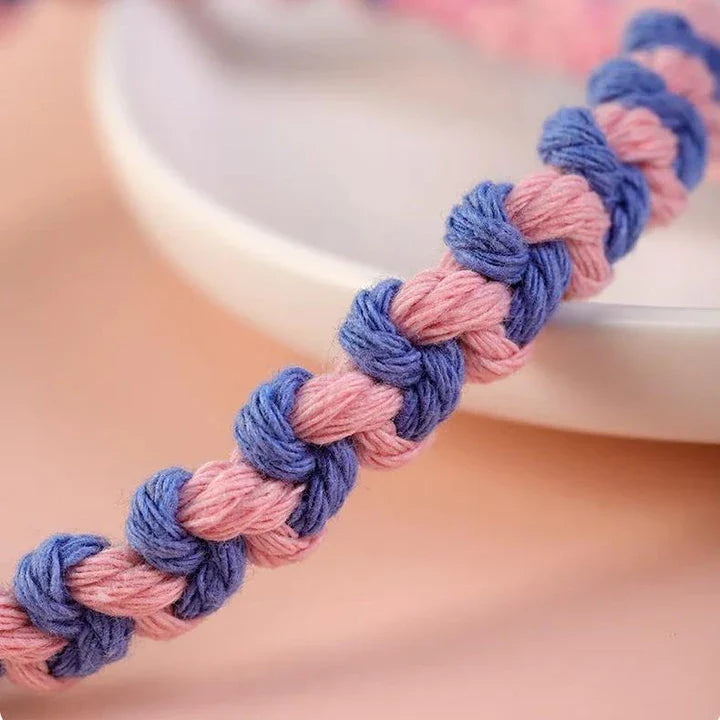 Adjustable Cute Pet Collar with Soft Cotton Rope and Adorable Bear Pendant