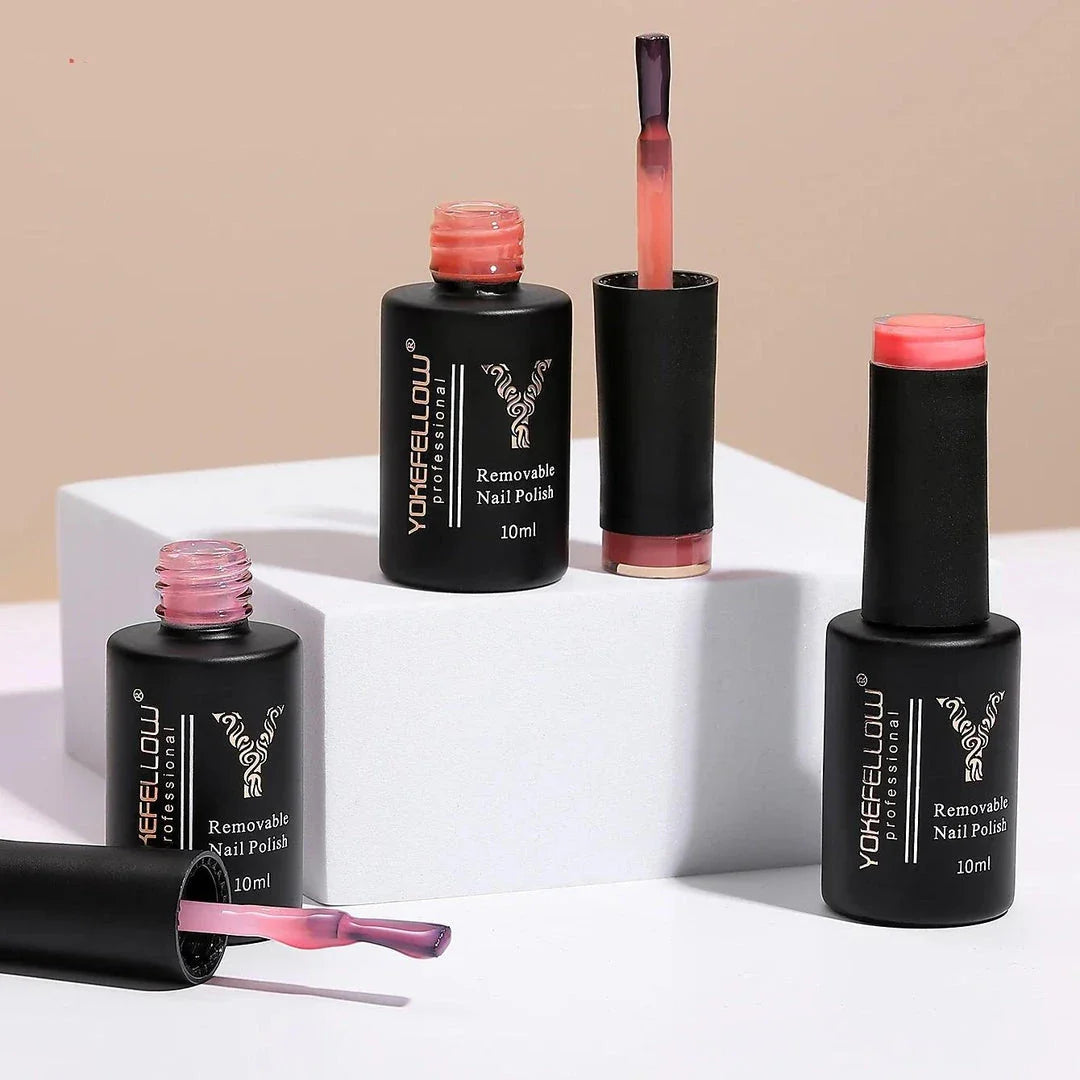 Vibrant jelly strawberry gel nail polish in a 10ml bottle, providing long-lasting, chip-resistant wear for professional-quality nails at home.