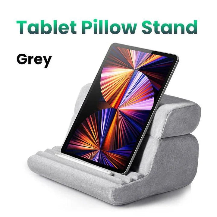 Adjustable tablet and phone stand with foldable, portable design for hands-free viewing on any surface