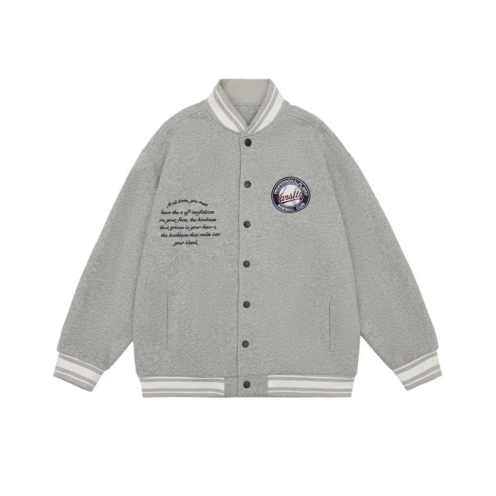 American Retro Embroidered Baseball Jacket with Vintage-Inspired Design and Relaxed Fit