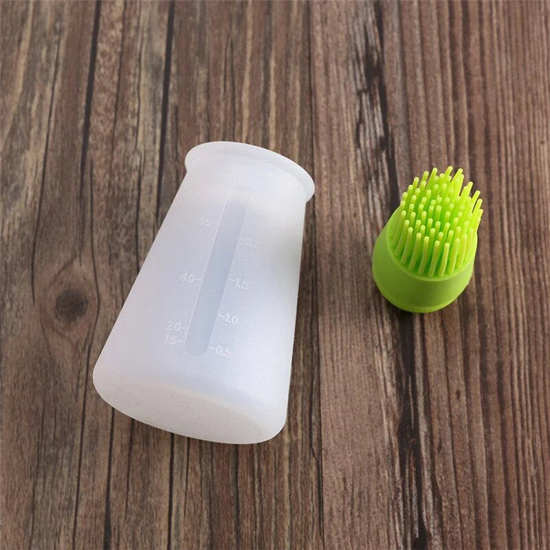 Silicone basting brush set in green colour, designed for easy and precise application of sauces, oils, and marinades during cooking
