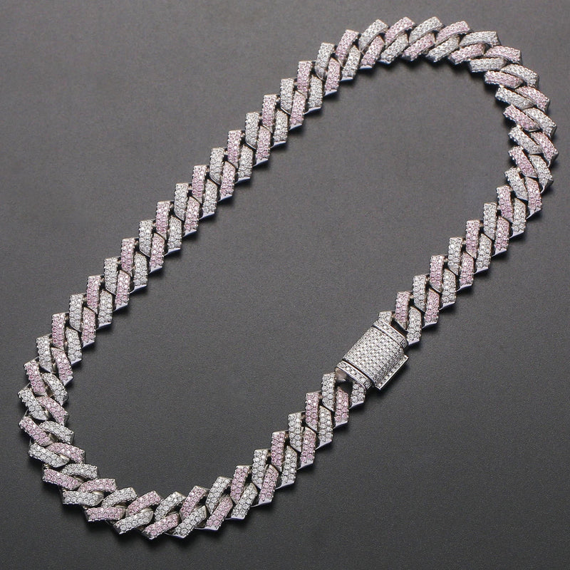 GiftHome UK Stylish Men's Hip Hop Cuban Necklace with Pink Zircon