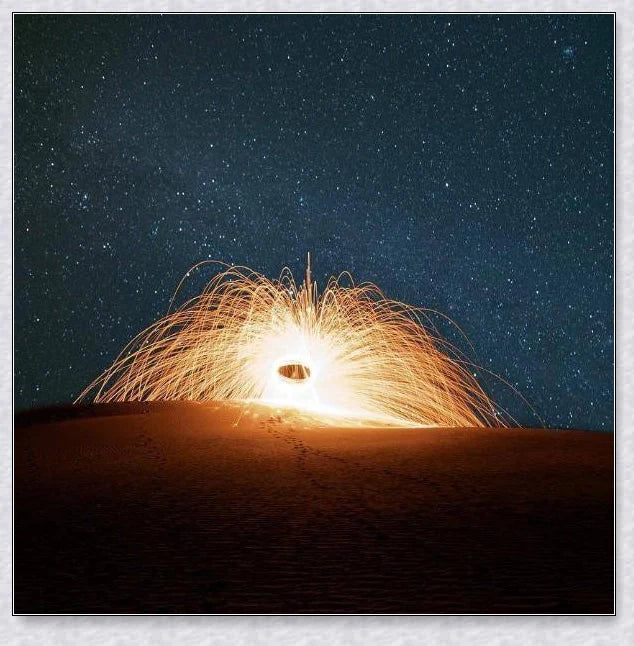 Spectacular Steel Wool Photography Kit with steel wool, whisk, and flexible wire for creating captivating light painting photography