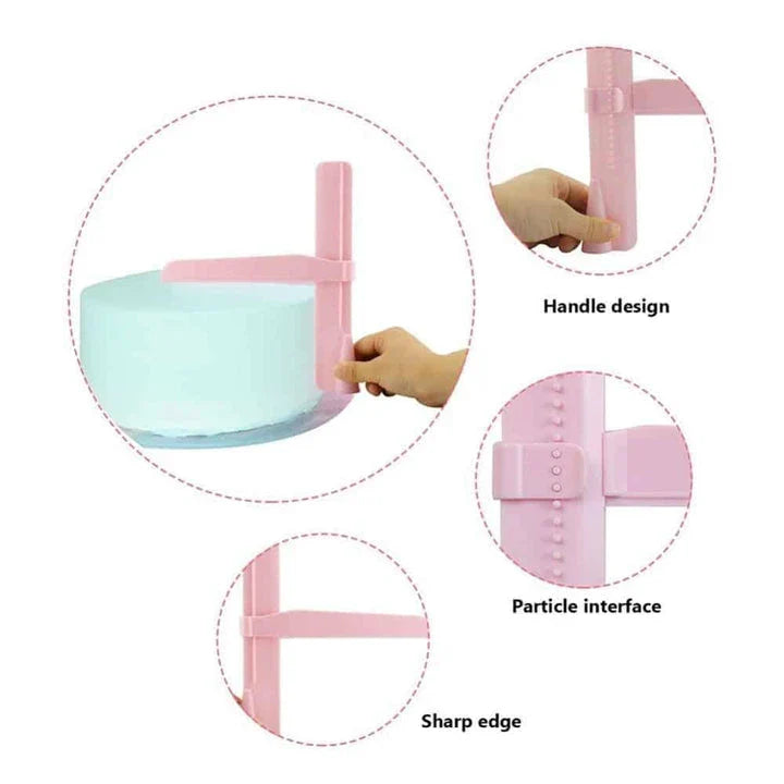 Adjustable cake leveller made of food-grade plastic for creating smooth and even cake surfaces