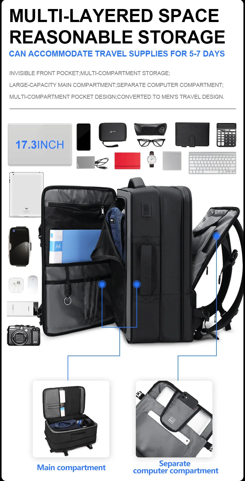 Versatile Backpack made of premium Oxford textile with multiple pockets for organised storage