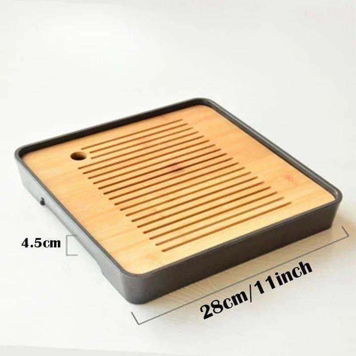 Premium bamboo tea tray saucer with sleek, elegant design for a sophisticated tea experience