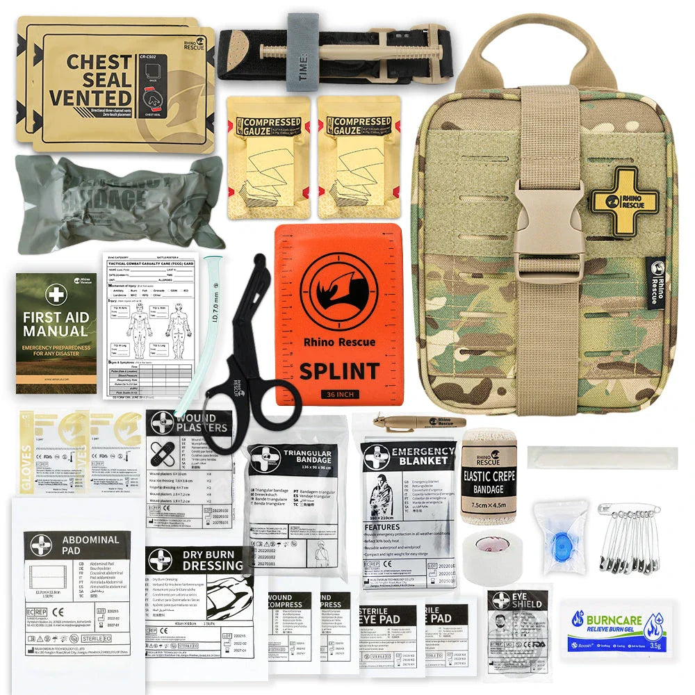 IFAK Trauma First Aid Kit with essential medical supplies for emergencies in car, home, travel, hiking and camping