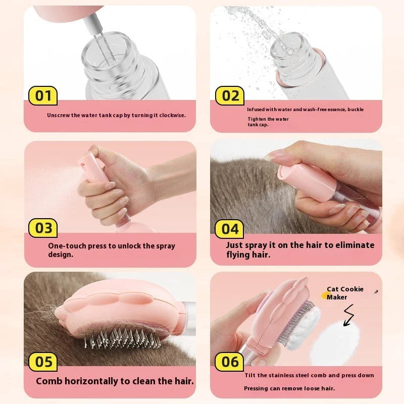 Premium 2-in-1 Self-Cleaning Pet Grooming Brush and Comb with curved comb teeth and ergonomic, non-slip handle for efficient and gentle grooming