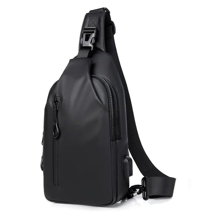 Versatile blue sling crossbody backpack for men with adjustable strap and spacious interior