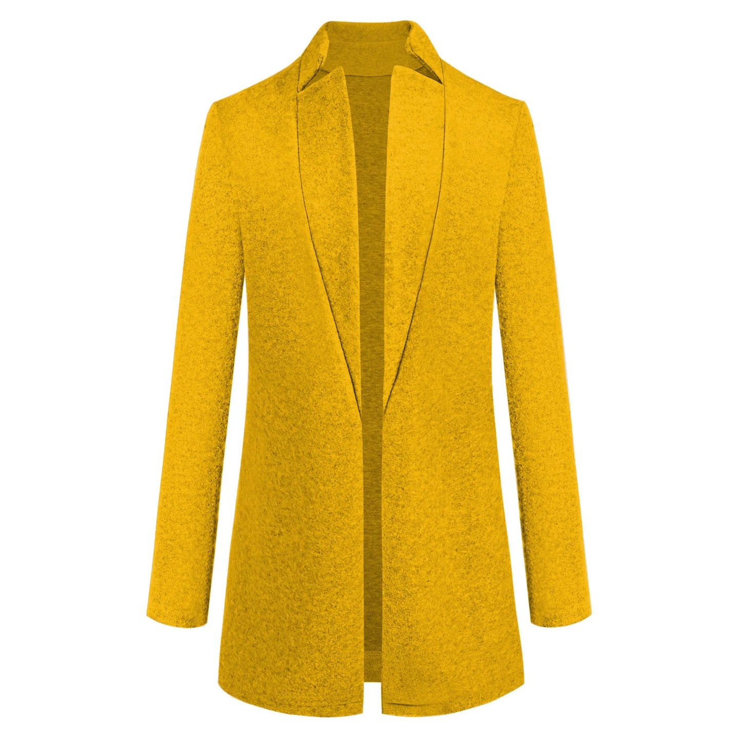Premium British woollen coat with stand collar, featuring a sleek, slim-fit silhouette and subtle stitching details