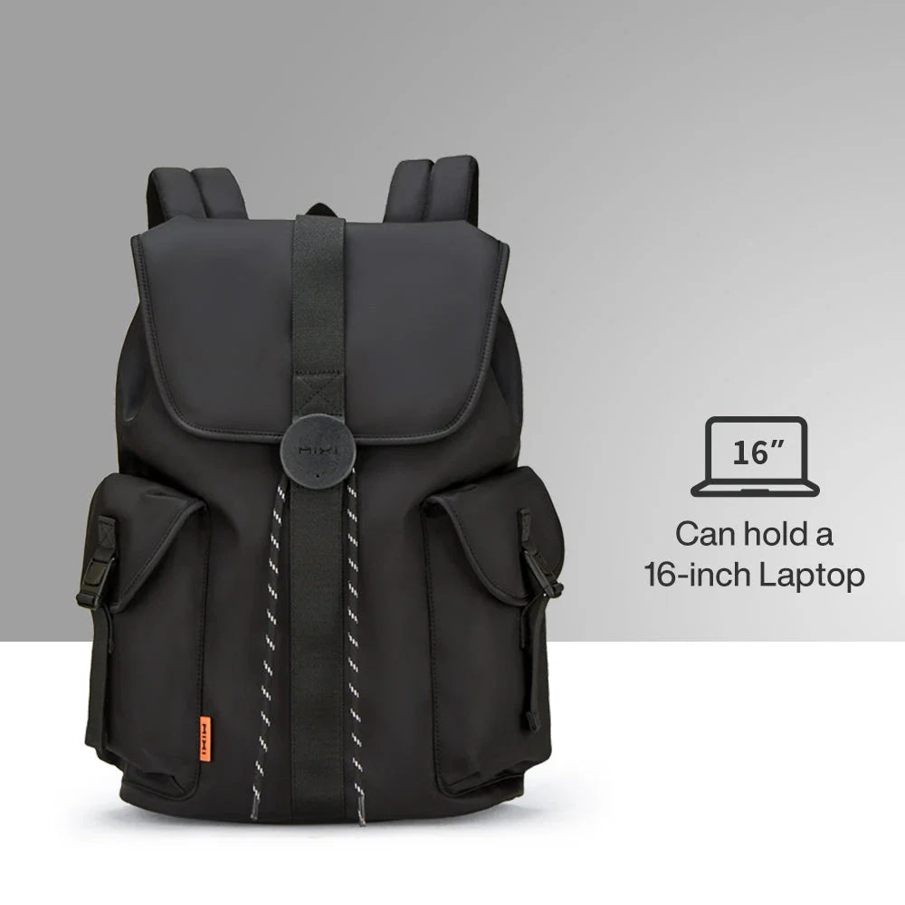 A stylish and versatile 16-inch laptop backpack with a padded compartment, water-repellent fabric, and breathable mesh design