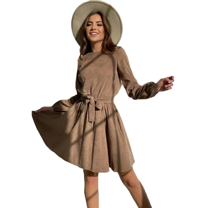 Stylish cotton pullover dress with versatile skirt-like design, perfect for the British commuter